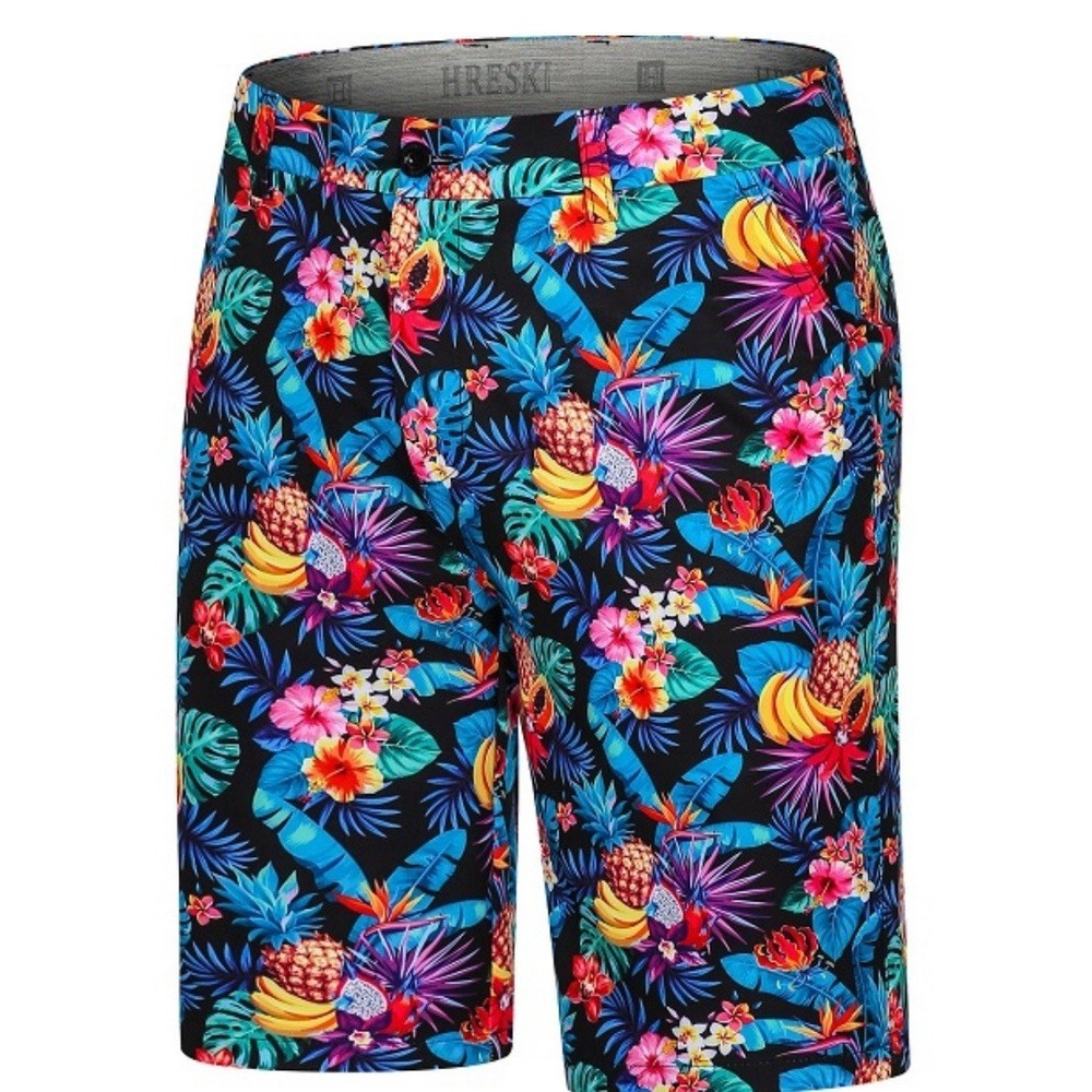Hreski Shorts Mens 44 Floral Golf Shorts Multicolor Bright Colors Golfing